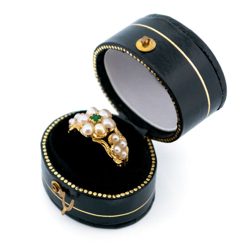 Bague 54.5 Bague fleurs en or jaune 18 ct avec émeraudes et perles 58 Facettes C7D0F216E34D4453B5F1F1393F3D0EA9