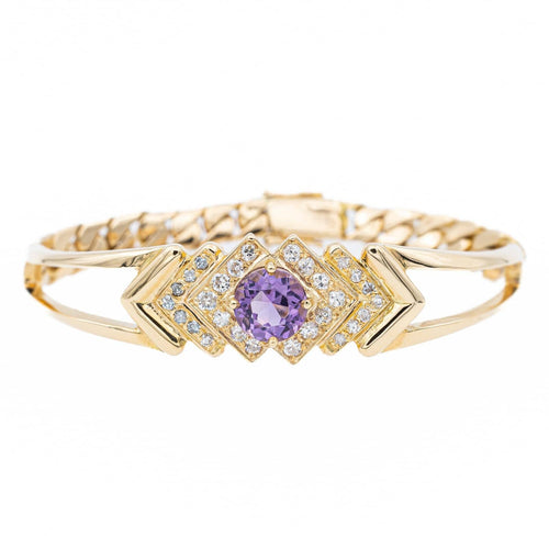 Bracelet Bracelet semi-rigide en or jaune 18 carats, améthyste et diamants 58 Facettes 1352336CN