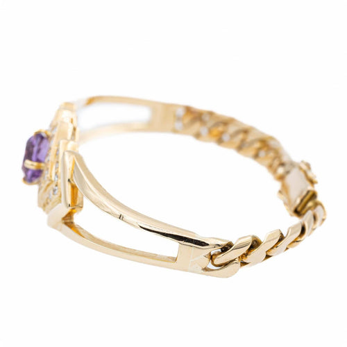 Bracelet Bracelet semi-rigide en or jaune 18 carats, améthyste et diamants 58 Facettes 1352336CN