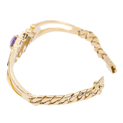 Bracelet Bracelet semi-rigide en or jaune 18 carats, améthyste et diamants 58 Facettes 1352336CN