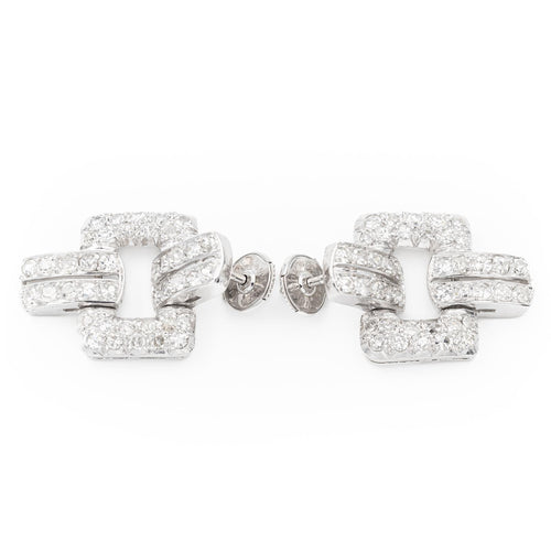 Boucles d'oreilles Art déco - Boucles d’oreilles en platine et or blanc avec diamants 58 Facettes 1352343CN