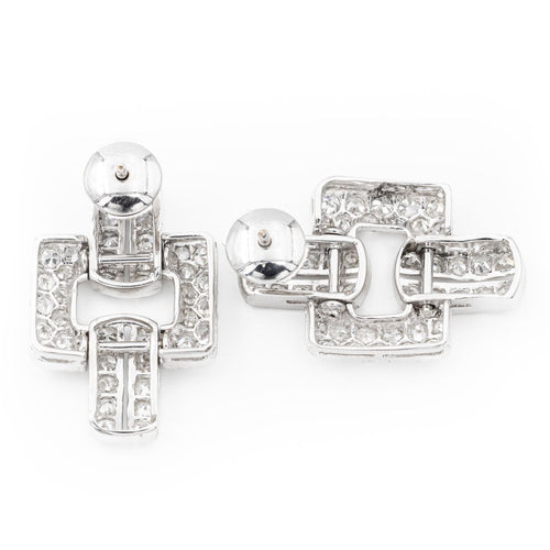 Boucles d'oreilles Art déco - Boucles d’oreilles en platine et or blanc avec diamants 58 Facettes 1352343CN