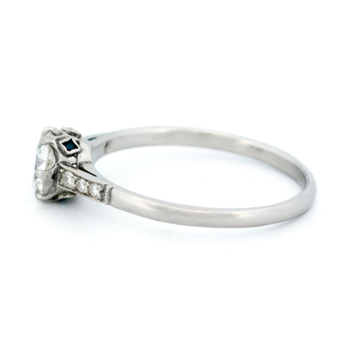 Bague 55 Solitaire - Bague en platine avec diamant et saphirs 58 Facettes 373E6EC83FDC495992EAD2778E11E290