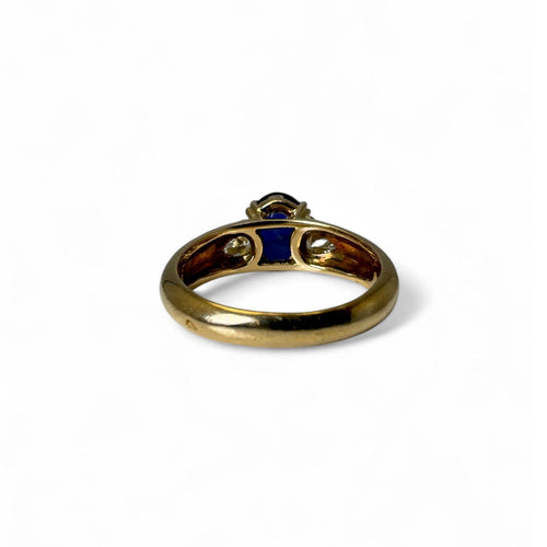 Bague 53 Bague - Bague saphir ovale birman et diamants en or jaune 58 Facettes