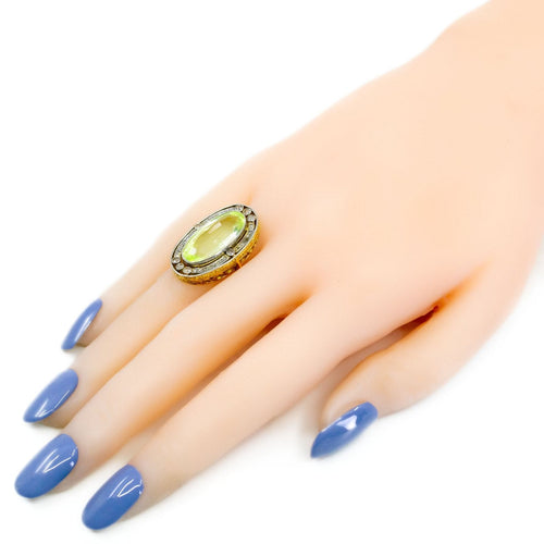 Bague 57 Bague cluster Art déco en or jaune 14k et platine, spinelle et diamants 58 Facettes 6F8F1FBB2B0042358917E69756857F53