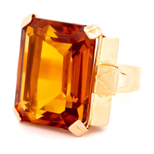 Bague 58 Bague rétro en or jaune 18k avec citrine 58 Facettes 2F4EA441C5C14EB884C8D70C86286696