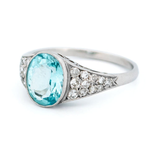 Bague 55.5 Bague en platine avec aigue-marine et diamants 58 Facettes 8CC48577AEF742F9803A387625EB06B3