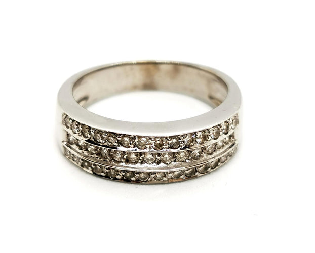 Bague 55 Bague en or blanc 18 carats sertie de diamants 58 Facettes 1430573CN