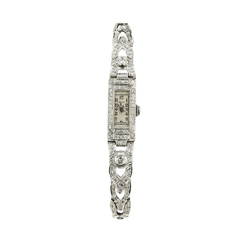 Montre Marvin - Montre Art déco en or blanc 18 carats et diamants 58 Facettes 14538