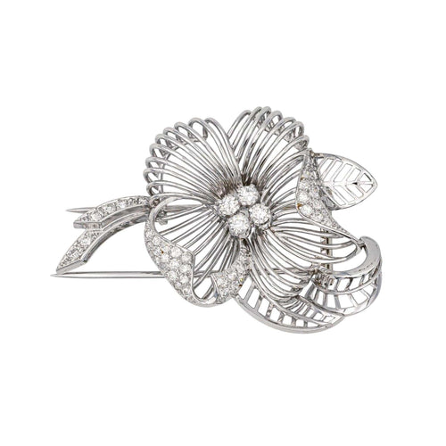 Broche Broche Fleur Or blanc Diamant 58 Facettes 1480252CN
