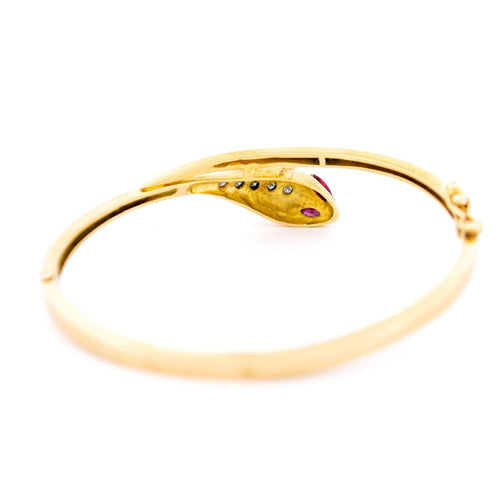 Bracelet Bracelet serpent en or 14 carats avec rubis et diamants 58 Facettes BE761473E43D42538A6A81CB32554F38