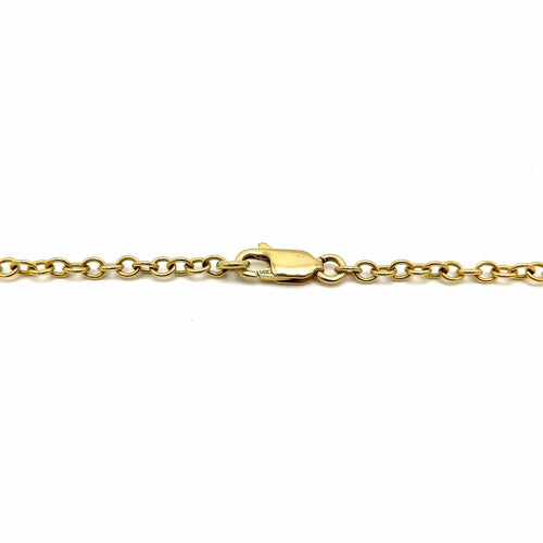 Collier Collier à maillons ovales en or jaune 14k et verre ambre sculpté 58 Facettes 10027