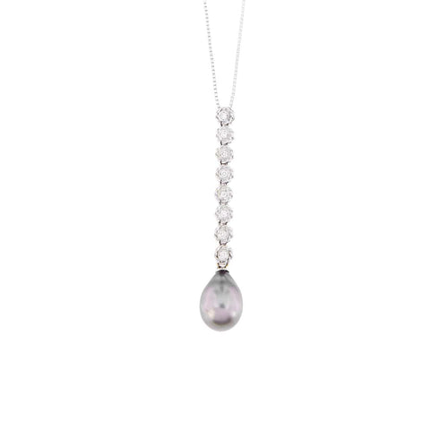 Collier Collier - Pendentif perle de Tahiti et diamants en or blanc 18 ct 58 Facettes 17800