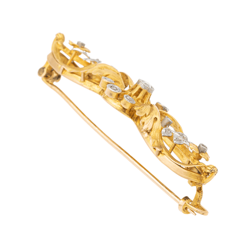Broche Broche fleur en or jaune et or blanc 18 carats, diamants 58 Facettes 1520142CN
