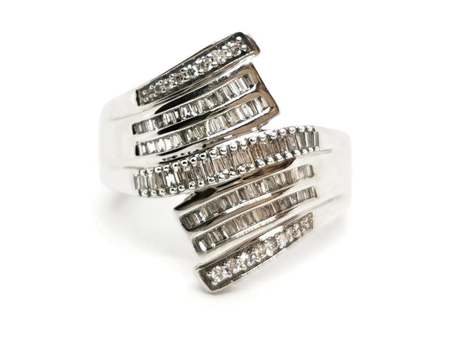 Bague 57.5 Bague en or blanc 18 carats sertie de 93 diamants 58 Facettes 1553044CN
