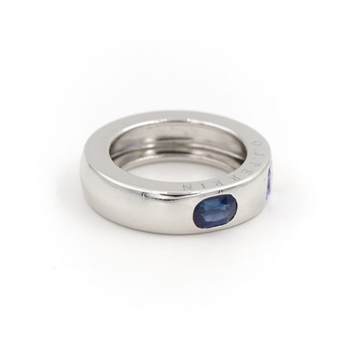 Bague 41 O.J. Perrin - Bague jonc en or blanc avec saphir et tanzanite 58 Facettes 1582973CN