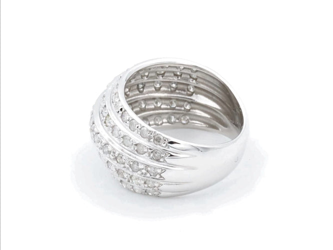 Bague 54 Bague pavée de diamants en or blanc 18 carats 58 Facettes 1589226CN