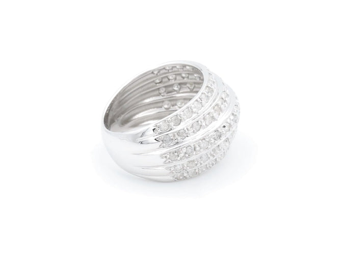 Bague 54 Bague pavée de diamants en or blanc 18 carats 58 Facettes 1589226CN