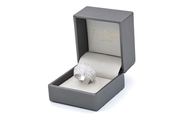 Bague 54 Bague pavée de diamants en or blanc 18 carats 58 Facettes 1589226CN
