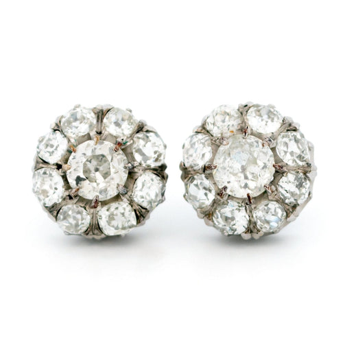 Boucles d'oreilles Boucles d’oreilles en grappe de diamants taille ancienne en or blanc 14 carats 58 Facettes A93D9F812E6945BE82150038FE133FDF
