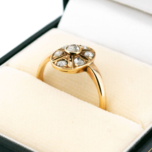 Bague 54 Bague ovale en or 14 carats et diamants taille rose 58 Facettes 9C9C6547271F41A4A36536569F58E921