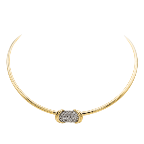 Collier Collier maille oméga en or jaune et blanc 18 carats avec diamants 58 Facettes 1597906CN