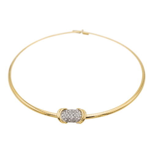 Collier Collier maille oméga en or jaune et blanc 18 carats avec diamants 58 Facettes 1597906CN