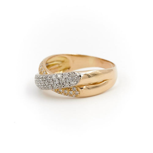 Bague 68 Bague alliance en anneaux croisés en or jaune et blanc avec diamants 58 Facettes 1599635CN