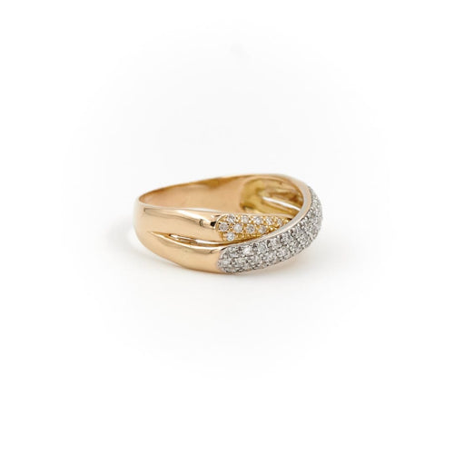 Bague 68 Bague alliance en anneaux croisés en or jaune et blanc avec diamants 58 Facettes 1599635CN