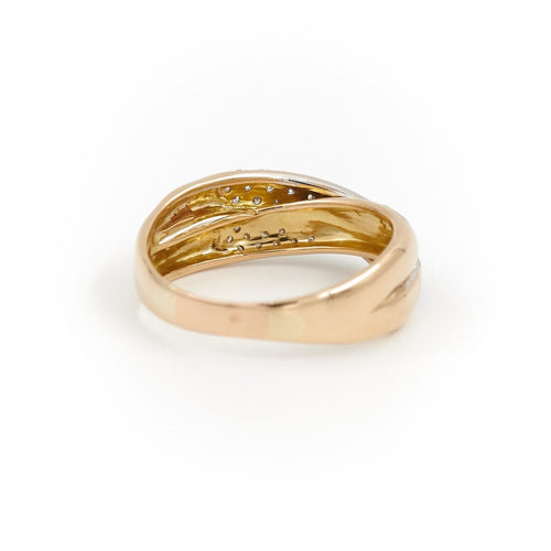 Bague 68 Bague alliance en anneaux croisés en or jaune et blanc avec diamants 58 Facettes 1599635CN