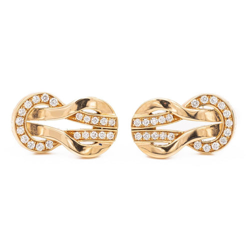 Boucles d'oreilles Fred Chance Infinie - Boucles d'oreilles puces en or rose et diamants 58 Facettes 1600573CN