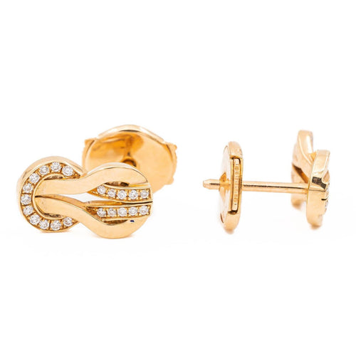 Boucles d'oreilles Fred Chance Infinie - Boucles d'oreilles puces en or rose et diamants 58 Facettes 1600573CN
