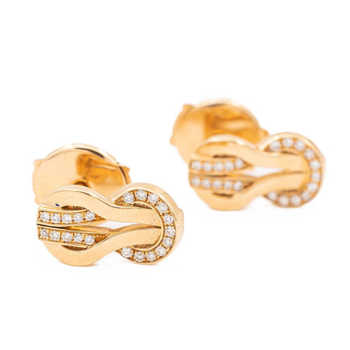 Boucles d'oreilles Fred Chance Infinie - Boucles d'oreilles puces en or rose et diamants 58 Facettes 1600573CN