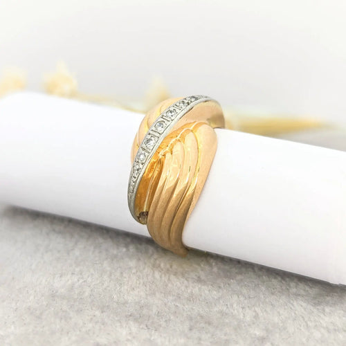 Bague 58 Bague en or rose 18 carats pavée de 7 diamants 58 Facettes 16026