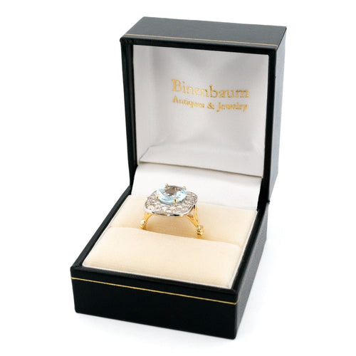 Bague 54.5 Bague entourage en or 18 carats avec aigue-marine et diamants 58 Facettes 3A835F118F3E4E7EA32FBF94D769BE53