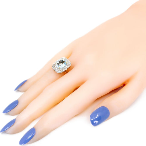 Bague 54.5 Bague entourage en or 18 carats avec aigue-marine et diamants 58 Facettes 3A835F118F3E4E7EA32FBF94D769BE53