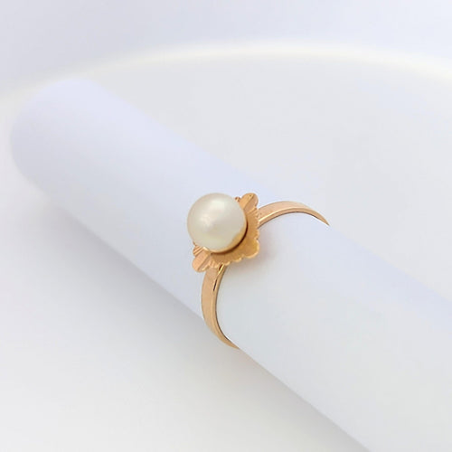 Bague 49 Bague en or rose 18 carats avec perle de culture 58 Facettes 16110