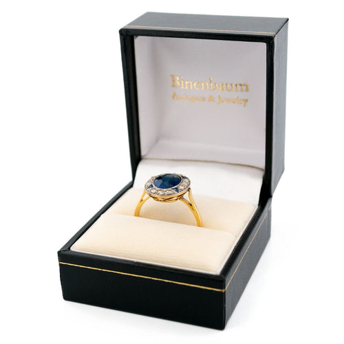 Bague 56 Bague grappe - Platine et or jaune 18 carats saphir Verneuil et diamants 58 Facettes 8D002BD48192446EA6F6A06BFF10CE00
