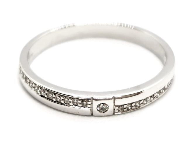 Bague 54 Bague Demi alliance Or blanc Diamant 58 Facettes 1650248CN