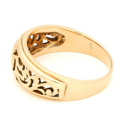 Bague 55.5 Bague filigranée Art nouveau en or jaune 14 carats 58 Facettes B6DEA5888AF34FF9A06AEF61361E3E1A
