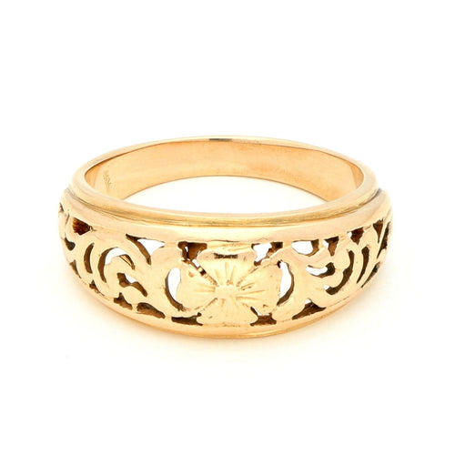 Bague 55.5 Bague filigranée Art nouveau en or jaune 14 carats 58 Facettes B6DEA5888AF34FF9A06AEF61361E3E1A