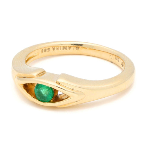 Bague 53 GLAMIRA - Bague vintage en or jaune 14 carats et émeraude 58 Facettes 7293E2937EA1432EB2160657120EA0EA