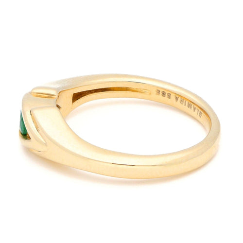 Bague 53 GLAMIRA - Bague vintage en or jaune 14 carats et émeraude 58 Facettes 7293E2937EA1432EB2160657120EA0EA