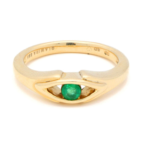 Bague 53 GLAMIRA - Bague vintage en or jaune 14 carats et émeraude 58 Facettes 7293E2937EA1432EB2160657120EA0EA