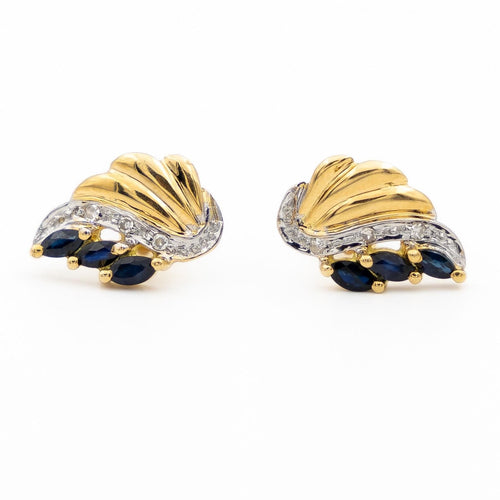 Boucles d'oreilles Boucles d'oreilles Or jaune, Or blanc Saphir, Diamant 58 Facettes 1667868CN