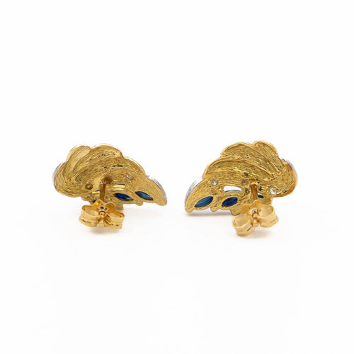 Boucles d'oreilles Boucles d'oreilles Or jaune, Or blanc Saphir, Diamant 58 Facettes 1667868CN