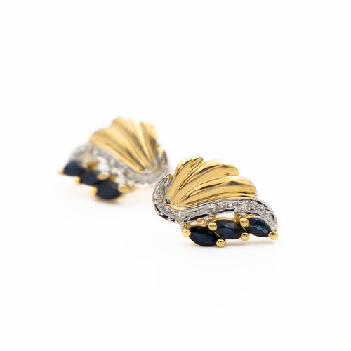 Boucles d'oreilles Boucles d'oreilles Or jaune, Or blanc Saphir, Diamant 58 Facettes 1667868CN