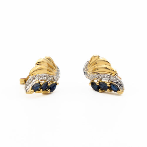 Boucles d'oreilles Boucles d'oreilles en or jaune et blanc 18 carats saphirs et diamants 58 Facettes 1667868CN