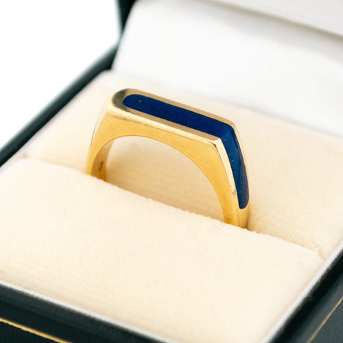 Bague 54 Bague vintage en or jaune 14 carats au lapis-lazuli 58 Facettes 26674A7C821A48A39C4001D845B31209