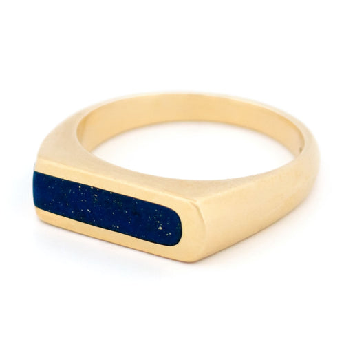 Bague 54 Bague vintage en or jaune 14 carats au lapis-lazuli 58 Facettes 26674A7C821A48A39C4001D845B31209